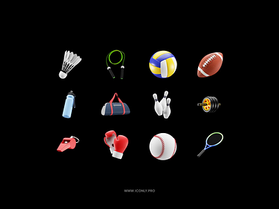 Iconly 3D, Sport! 3d 3d icon animation ball booling c4d foorball icon icondesign iconly iconly pro iconpack icons iconset soccer sport tennis volleyball