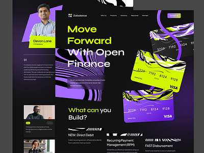 Zabalance Finance Landing Page analytics bank branding darkmode finance graphic design logo minimalist open finance typography ui