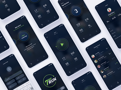 7 Day Run - Running App app clean dark mode design exercise fit fitness health lifestyle logo mobile run social sport track ui