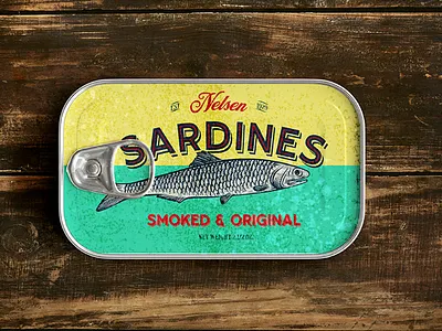 Smoked sardines can design packaging vintagestyle