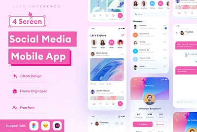 Social Media Mobile App Template abstract android app app design application apps clean design for app display ios mobile mobile app mobile app design mobile app design mobile apps screeen simple ui ux website