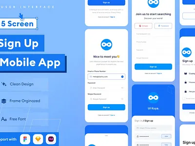 Sign up Mobile App Template android app app design application design design for app device display ios mobile mobile app mobile app design mobile app design mobile apps realistic screeen simple ui ux website