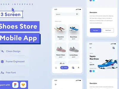 Shoes Store Mobile App Template android app app design application clean design design for app display ios mobile mobile app mobile app design mobile app design mobile apps realistic screeen simple ui ux website