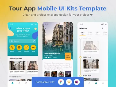 Tour App Mobile App UI Kits Template android app app design application apps design design for app display ios mobile mobile app mobile app design mobile app design mobile apps screen simple tour app ui ux website