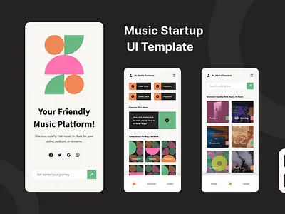 Music Startup UI Kit Template android app app design application apps clean design design for app display ios mobile mobile app mobile app design mobile app design mobile apps screen simple ui ux website