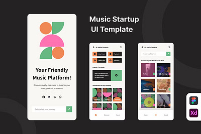 Music Startup UI Kit Template android app app design application apps clean design design for app display ios mobile mobile app mobile app design mobile app design mobile apps screen simple ui ux website