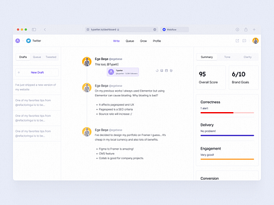 Social Media Tool Dashboard UI Design: Typetter dashboard grammar correction grammar ui grammer tool ui mention mention ui mentioning metioning ui social media social media tool social media tool ui tweet tweet editor tweet editor ui tweet tool twitter twitter tool twitter tool dashboard twitter tool design ui
