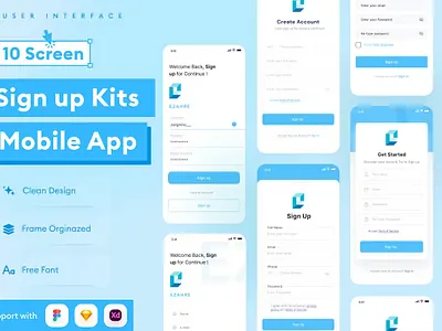 Sign up Ui Kits Mobile App Template android app app design application apps clean design for app display ios mobile mobile app mobile app design mobile app design mobile apps realistic screen simple ui ux website