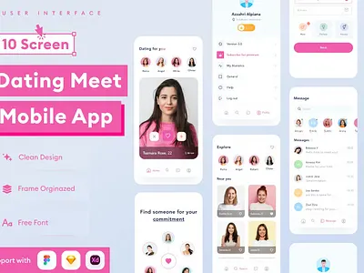 Dating Meet Mobile App Template android app app design application branding clean design design for app display ios mobile mobile app mobile app design mobile app design mobile apps screen simple ui ux website