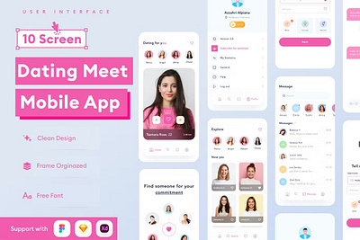 Dating Meet Mobile App Template android app app design application branding clean design design for app display ios mobile mobile app mobile app design mobile app design mobile apps screen simple ui ux website