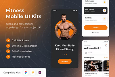 Fitness Mobile App UI Kits Template android app app design application apps clean design for app display fitness mobile app ios mobile mobile app mobile app design mobile app design mobile apps screen simple ui ux website