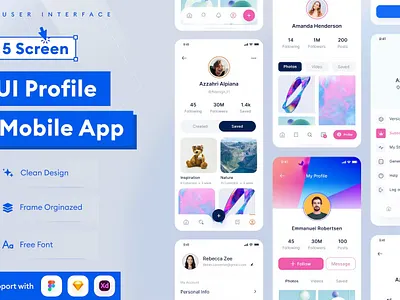 UI Profile Mobile App Template android app app design application apps clean design design for app display ios mobile mobile app mobile app design mobile app design mobile apps screen simple ui ux website