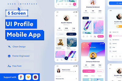 UI Profile Mobile App Template android app app design application apps clean design design for app display ios mobile mobile app mobile app design mobile app design mobile apps screen simple ui ux website