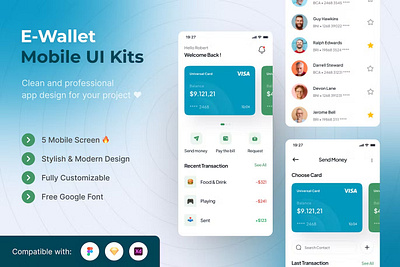 E-Wallet Mobile UI Kits Template android app app design application clean design design for app display e wallet mobile ios mobile mobile app mobile app design mobile app design mobile apps screen simple ui ux website