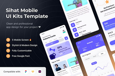 Sihat Mobile App UI Kits Template android app app design application clean design design for app display ios mobile mobile app mobile app design mobile app design mobile apps realistic screen simple ui ux website