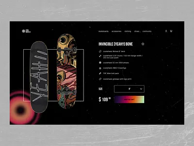 Cool Wheels - skateboard shop concept design e com e commerce ecommerce illustration interface skateboard ui ux web design website