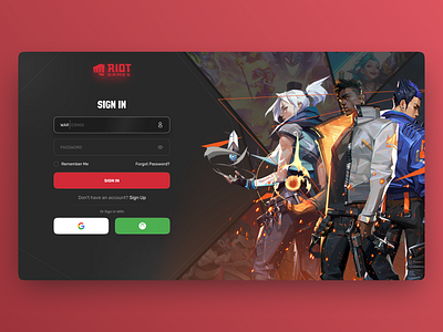 Riot Sign In Page Redesign Concept 3d dark game illustration landing redesign riot ui