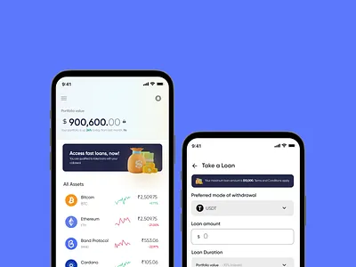 Crypto Lending Mobile App animation app branding design ui ux