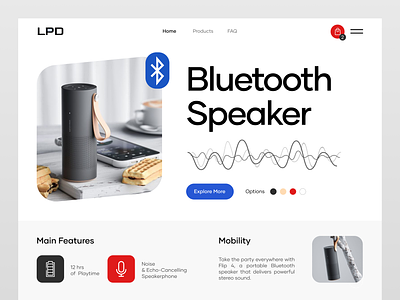 LPD - Bluetooth Speaker Product Website bluetooth e commerce ecommerce electronics interface product shop speaker store web web design website