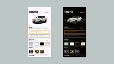 Customize Product - Car Buying - EV automotive car car buying cars customize dailyui electric vehicle ev mobile shopping ui uidesign