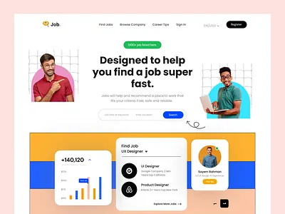 Job Finder Website Design - Job business design header headerpage job jobfinder jobheaderpage jobui ui uidesign uiresources uiux design webdesign webpage websitedesign