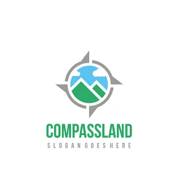 Compass Land Logo 3d animation graphic design logo motion graphics ui ux