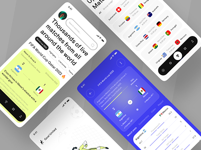 FIFA News App app app design app ui commentary design fifa football football app leaderboard live scorecard mobile mobile app ui scoreboard soccer sports sports app team tournament ui
