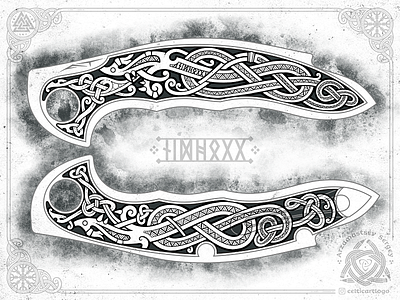 Nidhogg dragon - knife design celtic design dragon engraving illustration knife knot knotwork norse ornament procreate rune sketch viking