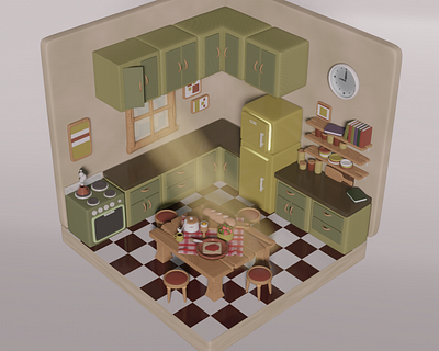 Lil kitchen 3d blender design kitchen