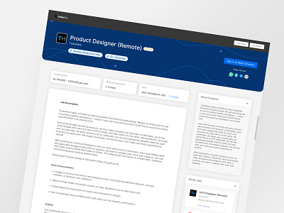 Job Description Page cards careers page job description layout ui web