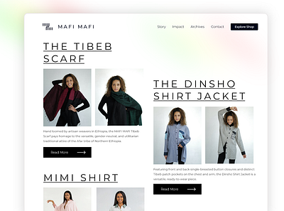 Product page redesign - Mafi Mafi concept design explore product ui ux website