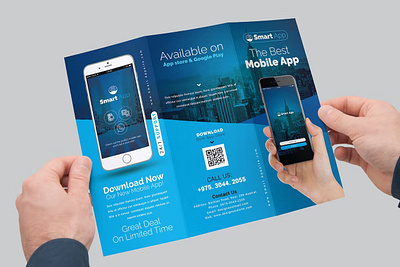 Mobile App Tri-Fold Brochure 2023 annual annual report brochure 2023 business business brochure business trifold clean flat fold ide indesign information multipurpose product report simple trifold trifold brochure trifold mockup