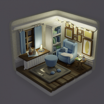 Lil study room 3d blender design livingroom studyroom