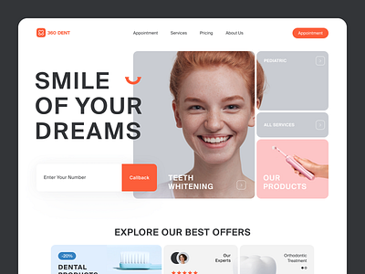 360 DENT landing page ui ux web