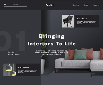 Comfot Interior Website concept branding design illustration interior website landing page web design website