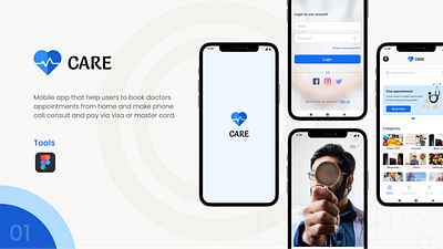 Care App (Medical app for Doctors & Patients) 3d app case study design graphic design logo medical app ui ux design