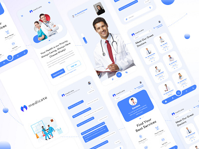 Medicate Medical App Design app design business design clinic app doctor doctor app health service hospital app medical medical app design medical website design minimal design mockup design modern design public health ui uiux user experience design user interface design ux website design