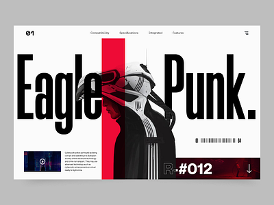 Eagle Punk bold font clean concept creative crypto cyberpunk dark eagle punk ecommerce fashion futuristic homepage landing page minimal modern typography ui ux web3 white