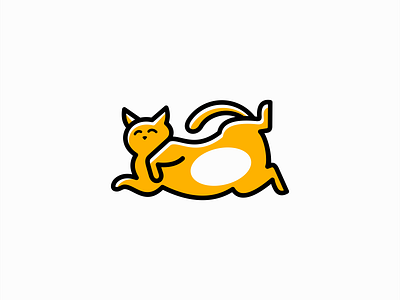 Sleeping Cat Logo animal branding cartoon cat cute design icon identity illustration lines logo mark mascot pet playful sleeping symbol vector vet yellow