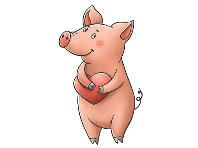 Illustration for "The Love Book" animal cartoon character character design children children illustration childrens book farm illustration pig piglet