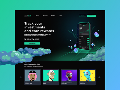 AssetDash | Crypto Portfolio Tracker WebApp. app branding dashboard design landing landingpage logo ui uiux ux uxui