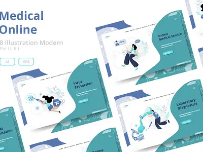 Medical Online Web Illustration Set artwork brand identity brand illustration branding corporate branding corporate identity design illustration digital art digital illustration identity branding illustration design illustration designs illustrations design illustrator logo design visual identity web illustration