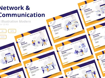 Network & Communication Web Illustration Set artwork brand identity brand illustration branding corporate branding corporate identity design illustration digital art digital illustration identity branding illustration design illustration designs illustrations design illustrator logo design visual identity web illustration