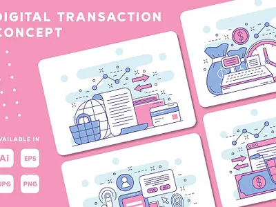 Digital Transaction Concept Web Illustrations Set artwork brand identity brand illustration branding concept corporate branding corporate identity design design illustration digital art digital illustration identity branding illustration illustration design illustration designs illustrations design illustrator logo design visual identity web illustration