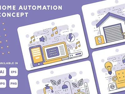 Home Automation Concept Web Illustrations Set artwork brand identity brand illustration branding concept corporate branding corporate identity design design illustration digital art digital illustration identity branding illustration illustration design illustration designs illustrations design illustrator logo design visual identity web illustration