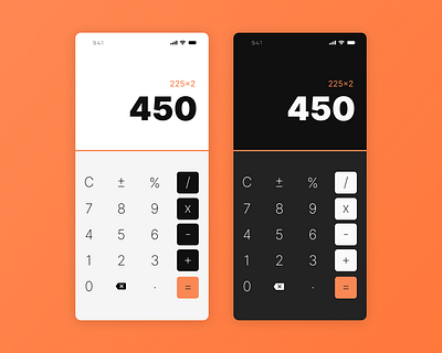 Modern Simple Calculator UI #DailyUI black branding calc calculator dark mode design figma graphic design light mode mobile modern numbers orange simple ui ui ux ux vector white