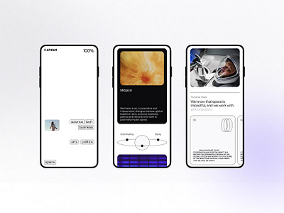 The Karman Project Mobile about clean crypto design futuristic icons illustration intelligent light minimal mobile nft tech trends typography ui ux web webdesign website