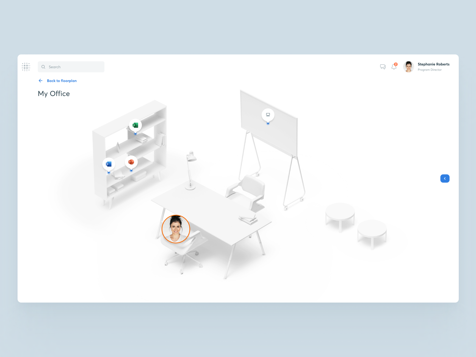 Aurea - Virtual office reimagined - My Office 3d analytics app chart collaboration dashboard data design management meeting netguru office product design redesign statistics tool ui