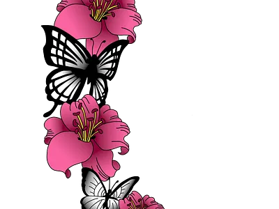 Butterflies and Lillies Moon butterflies custom custom art design digital art floral floral moon illustration logo
