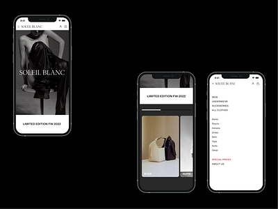 SOLEIL BLANC / MOBILE branding design e commerce figma illustration logo mobile product design sketch ui uiux ux web